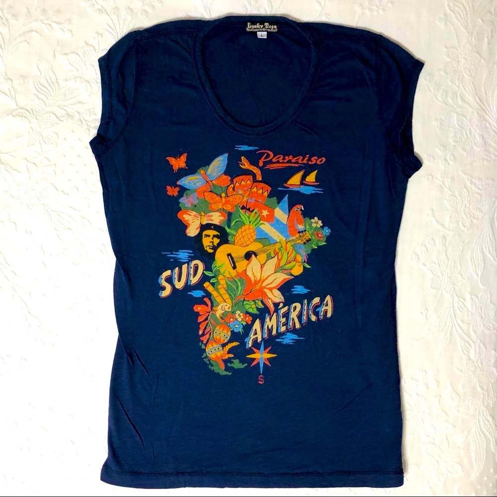 Lucky Brand Tee NWOT Top Graphic Design Short Sleeve Size Large